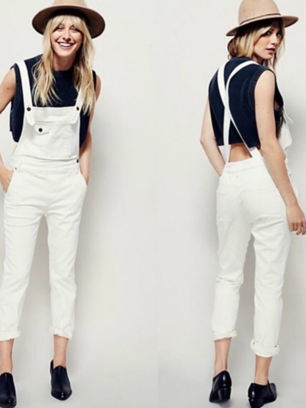 White Women's Denim Overalls - Classic Fit